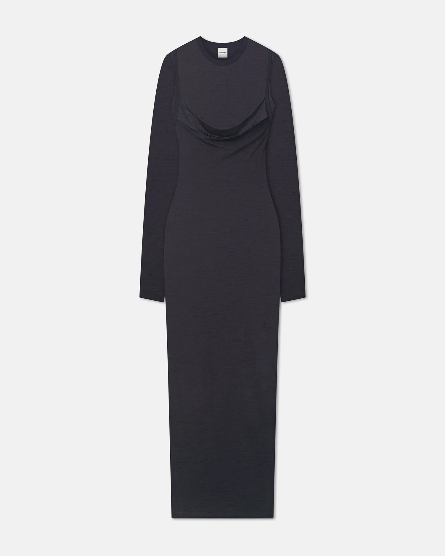 Draped Wool Jersey Midi Dress - 1