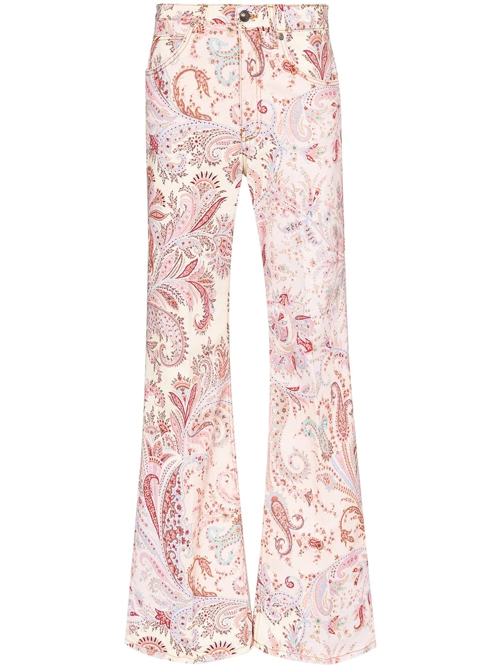 paisley pattern wide leg jeans - 1