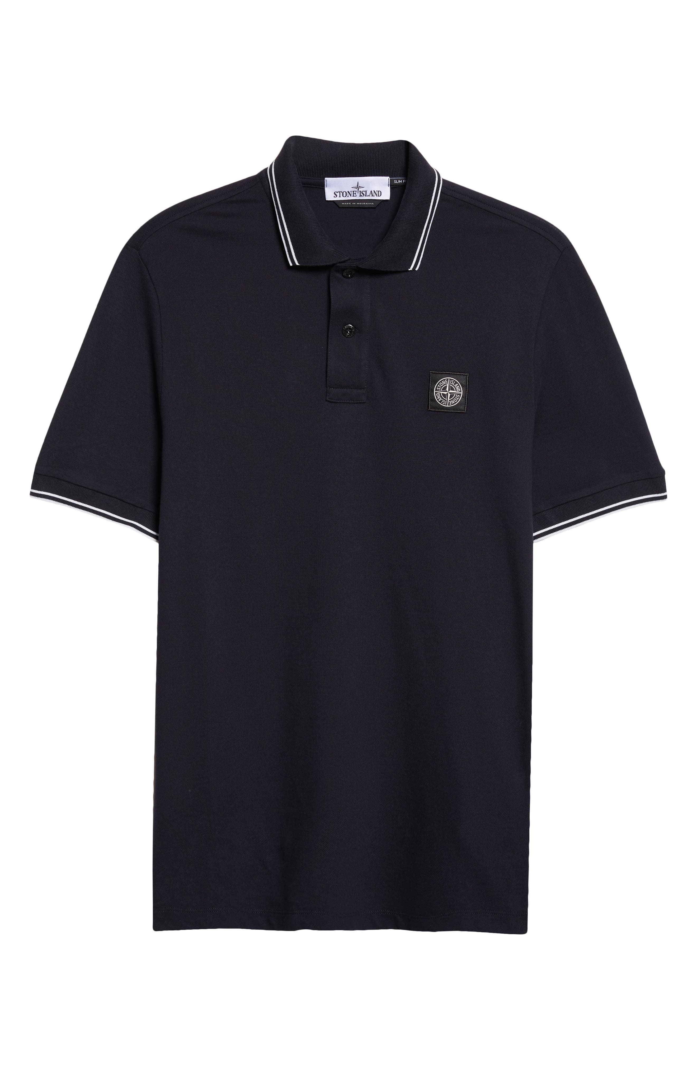 Stone Island Tipped Stretch Cotton Polo in V0020 Navy Blue at Nordstrom - 5