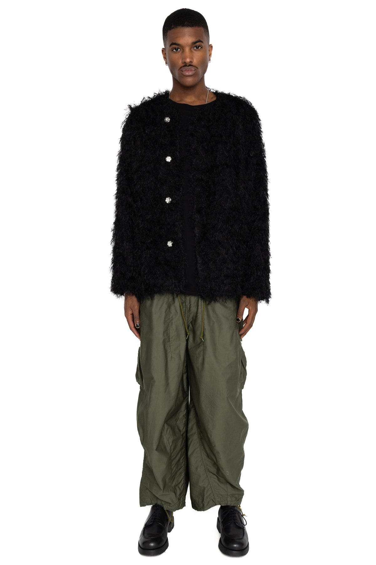 NEEDLES｜JACKETS (Snap Cardigan Jacket - PE/R Argyle Fri NEEDLES Snap Cardigan Jacket PE/R Argyle Fringe Jq. - Black