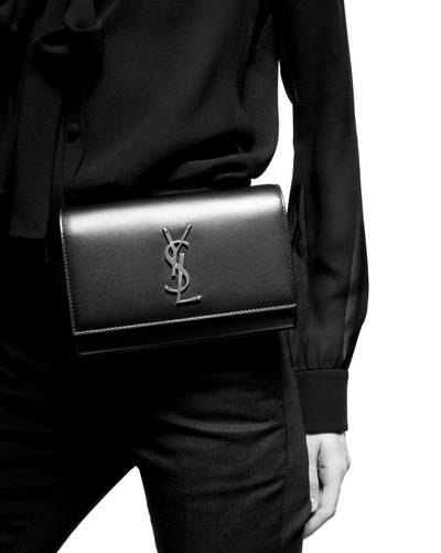SAINT LAURENT kate belt bag in crocodile embossed shiny leather outlook