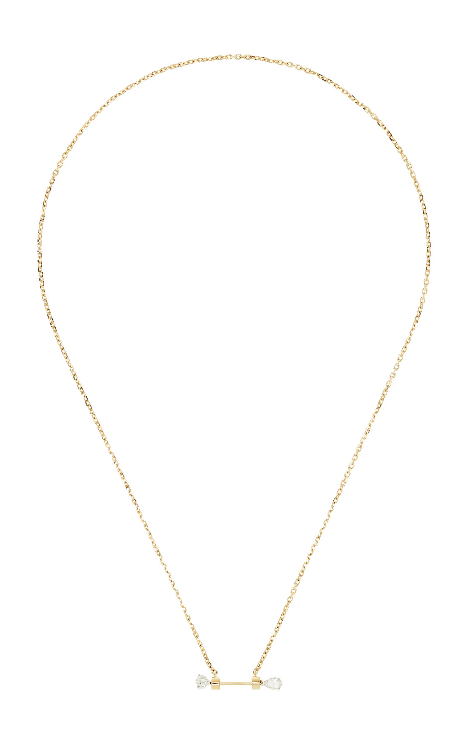 18K Yellow Gold Diamond Pin Necklace - 1