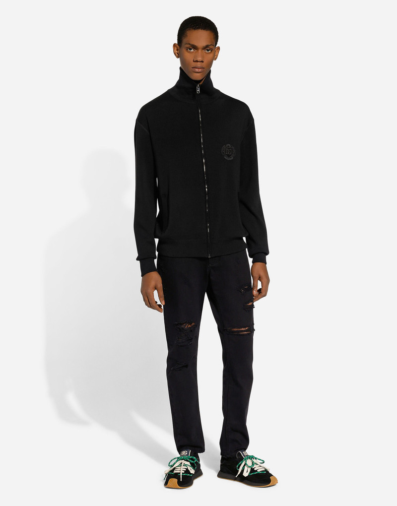 Dolce & Gabbana Cashmere and silk zip-up sweatshirt with DG patch outlook