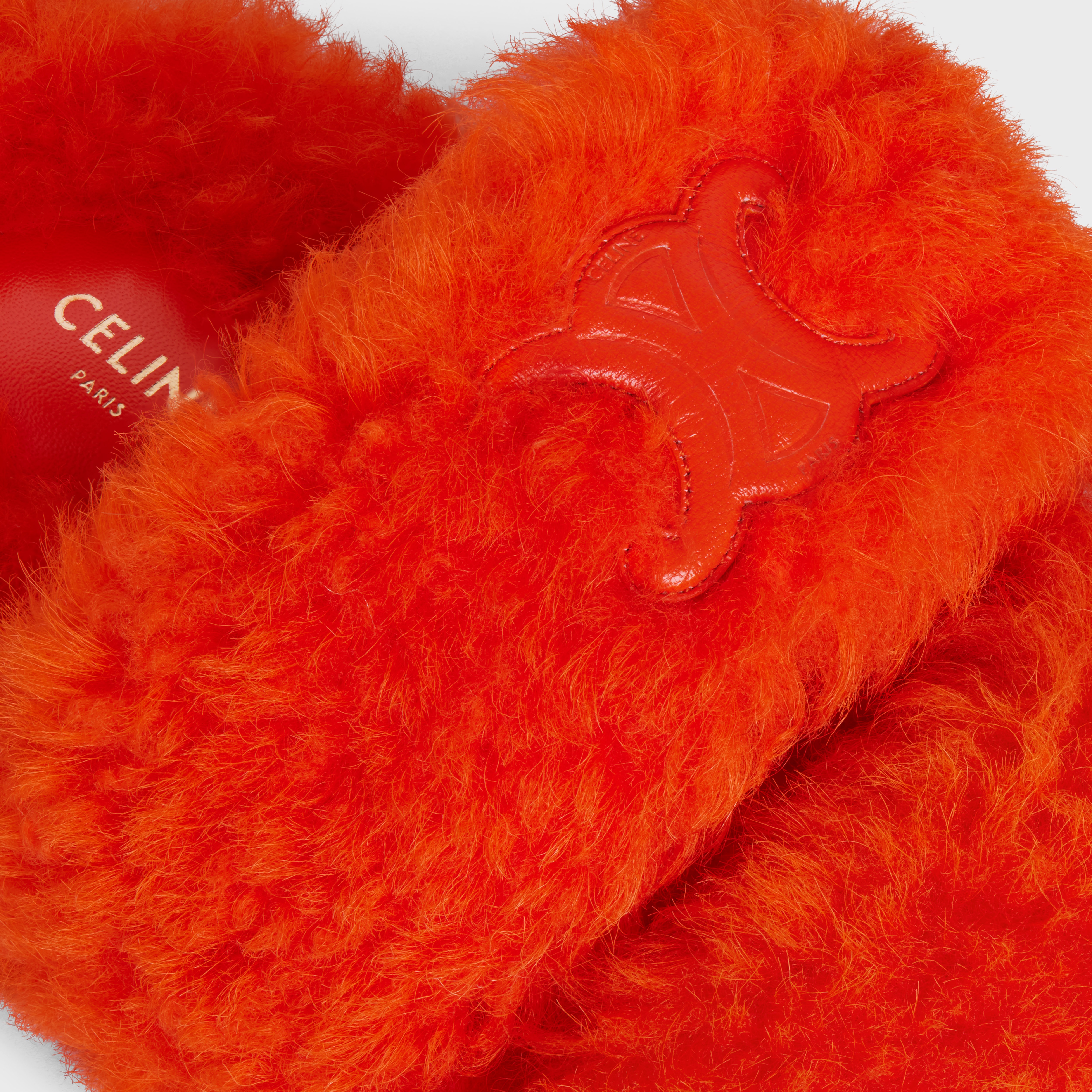 Celine Fur Slides Triomphe Open Slide  in SHEARLING - 5