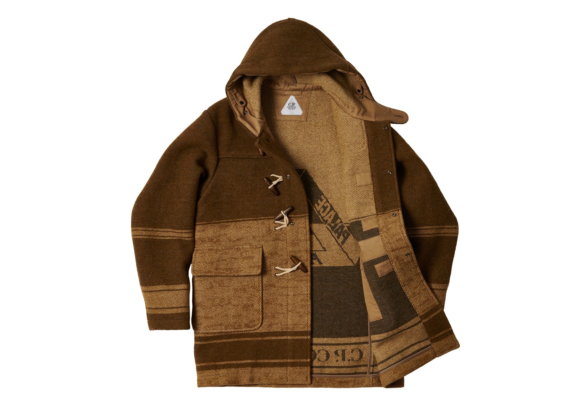 PALACE C.P. COMPANY DUFFEL JACKET RUBBER WOOL BROWN - 3
