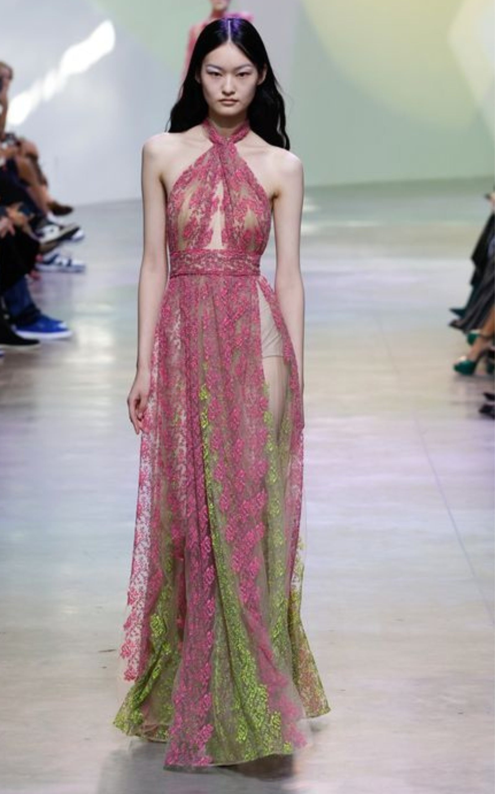 Floral Embroidery Tulle Floral Gown - 2