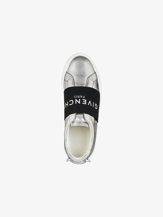 SNEAKERS IN LEATHER WITH MIRROR EFFECT WEBBING - 5
