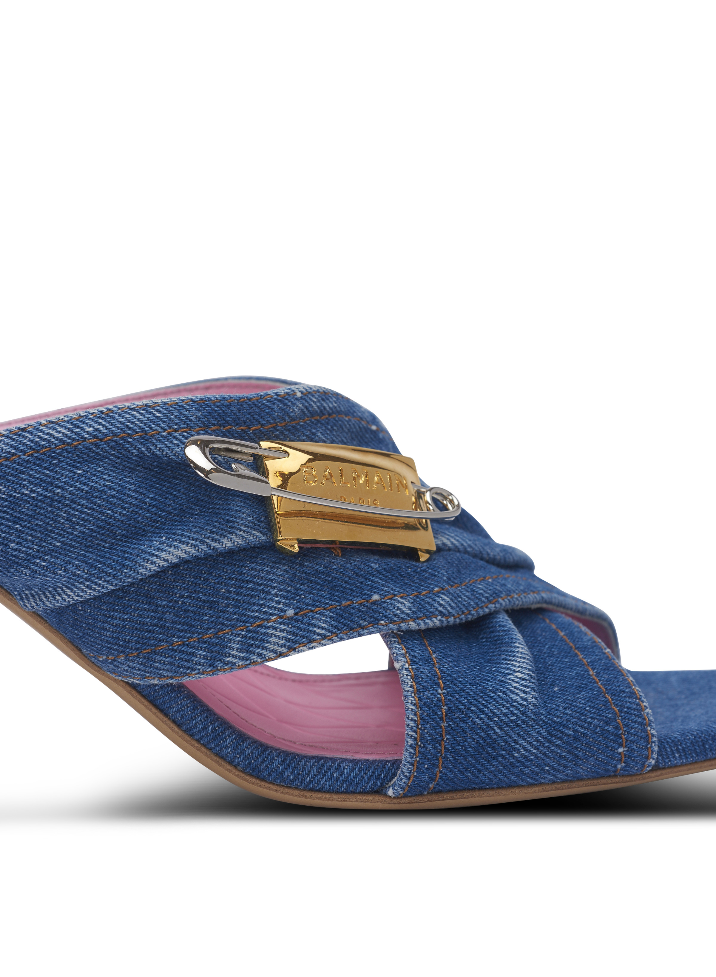 Denim Safety Pin mules - 6