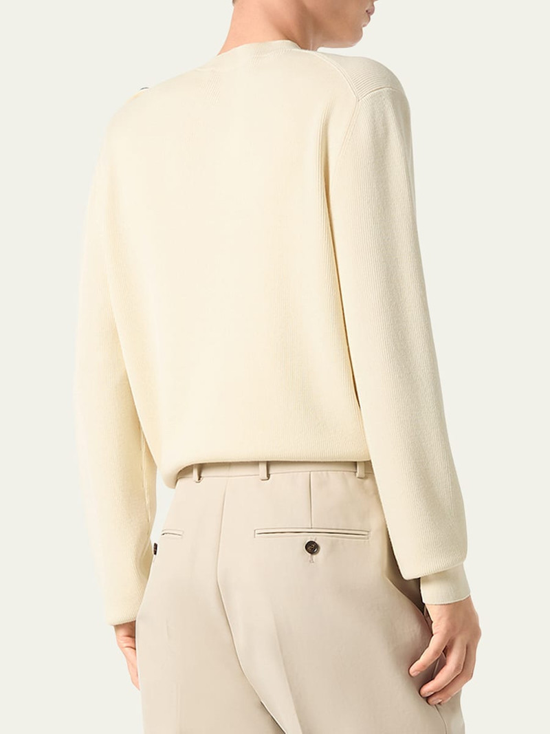 Men's Sloop Buttoned-Shoulder Wool Crewneck Sweater 3