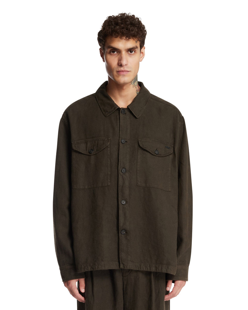 Green Emerized Linen Overshirt 1
