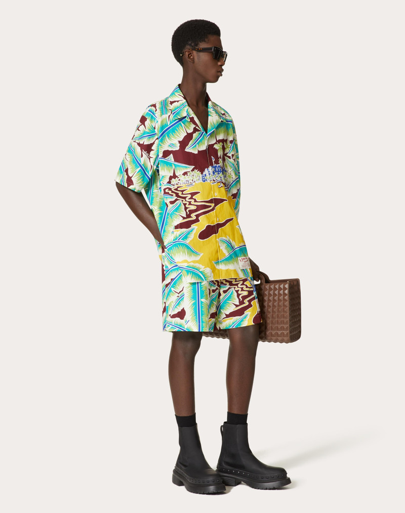 Valentino COTTON BERMUDA SHORTS WITH SURF RIDER PRINT outlook