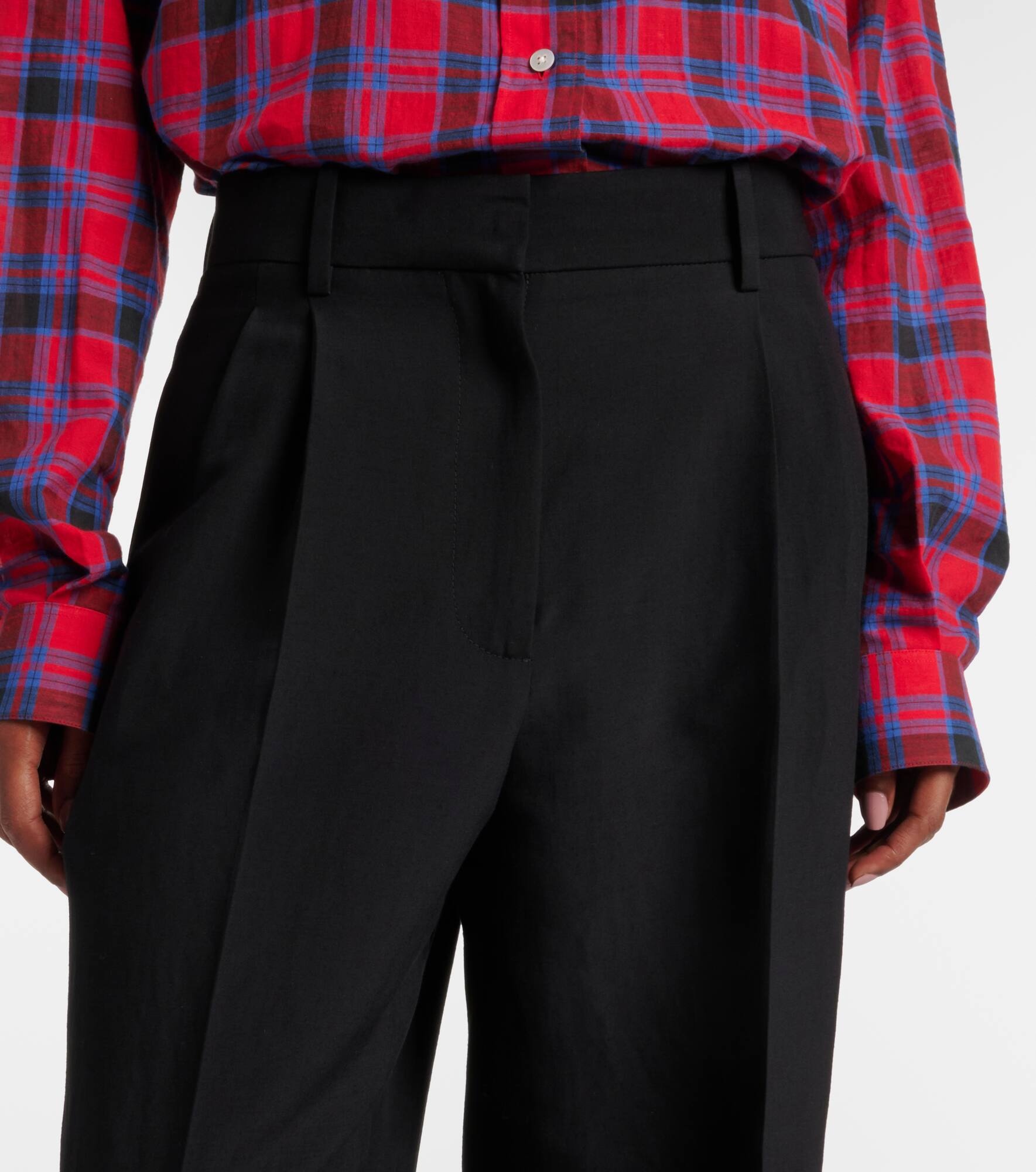 Lilas wool and linen-blend wide-leg pants - 4