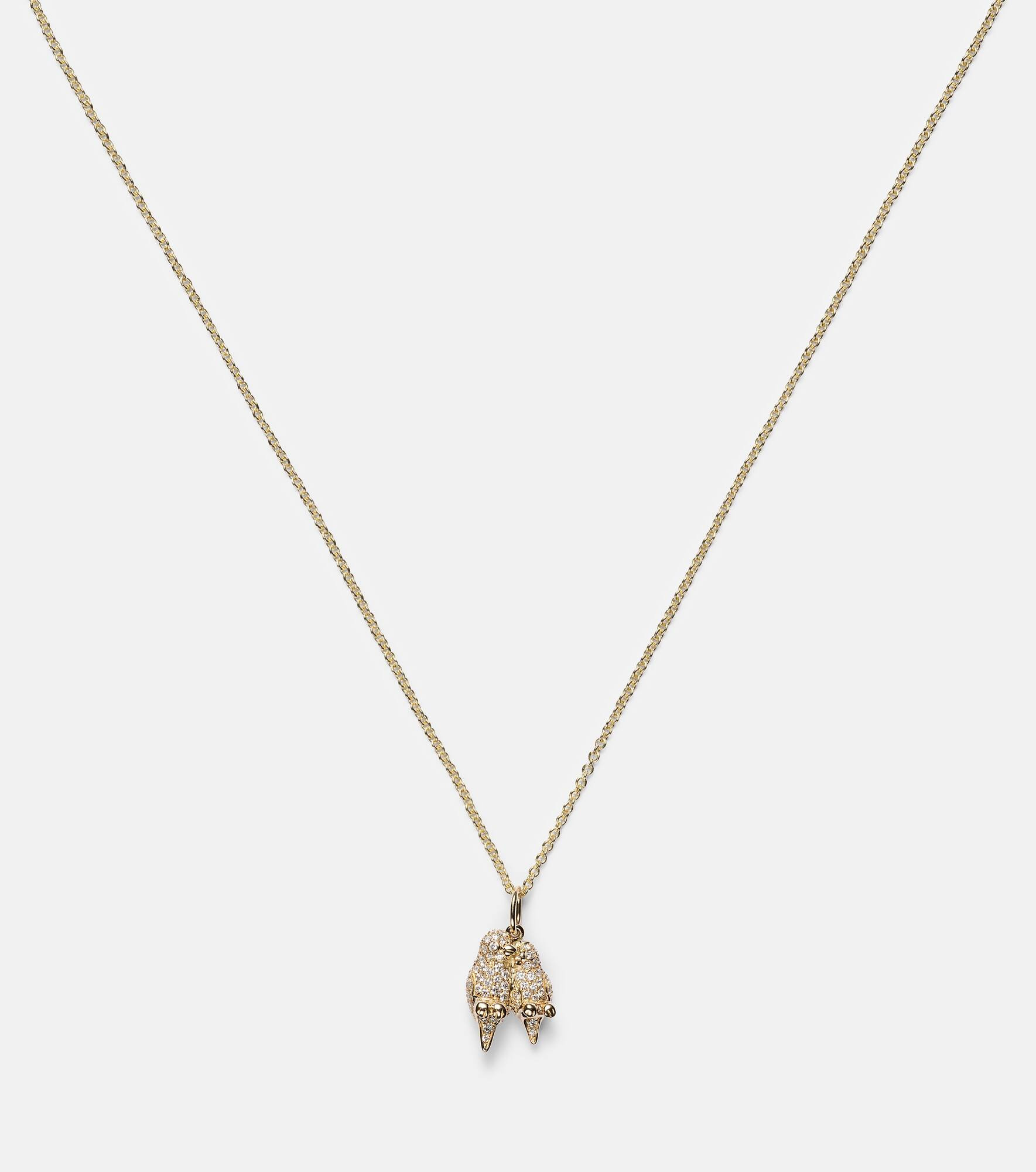 Lovebirds 14kt gold necklace with diamonds - 4