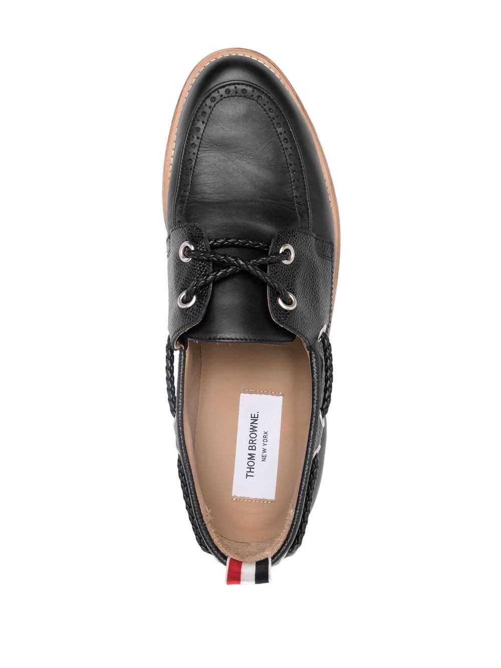 grosgrain-loop trim lace-up shoes - 4