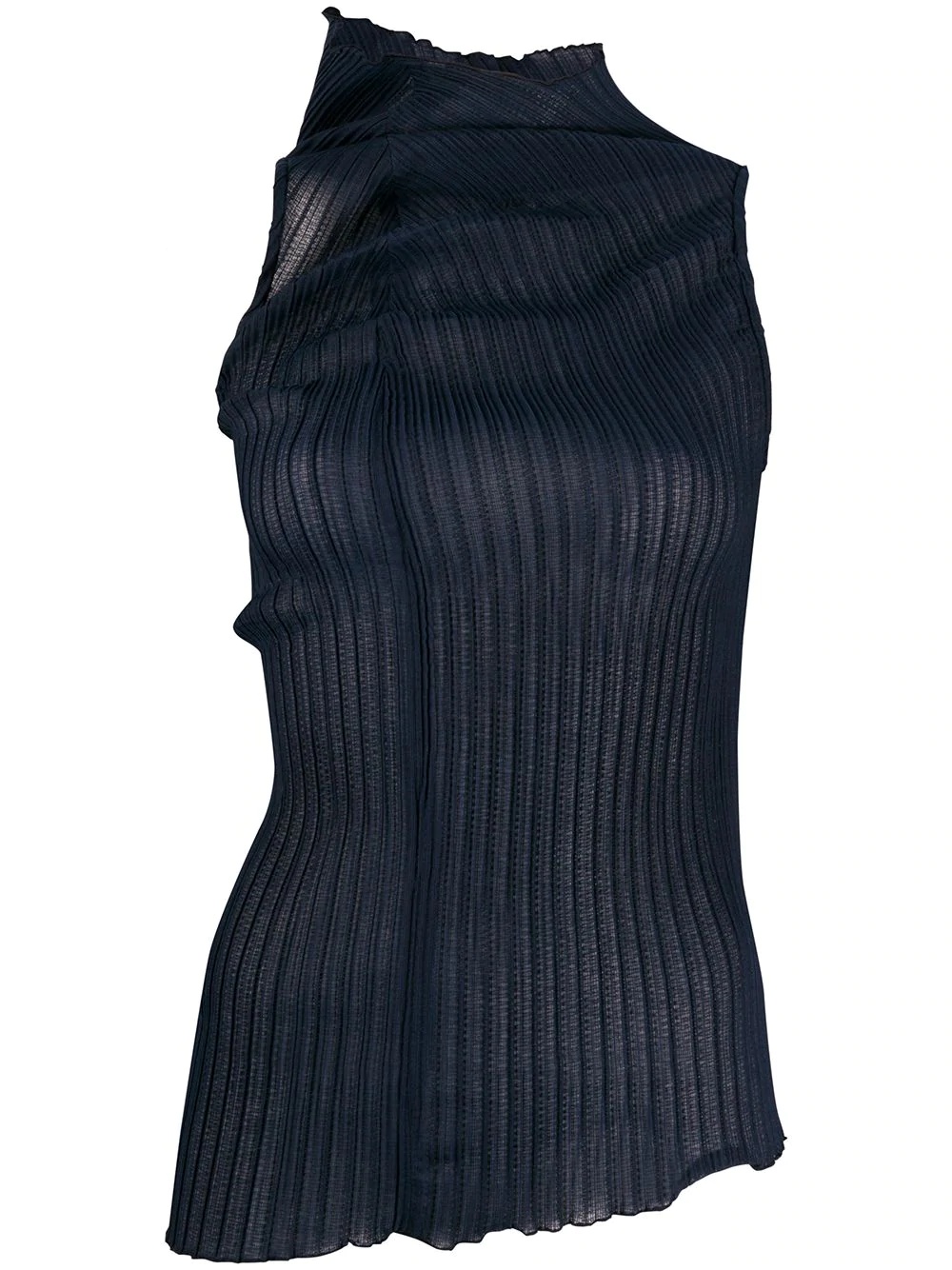 pleated high-neck tank top - 1