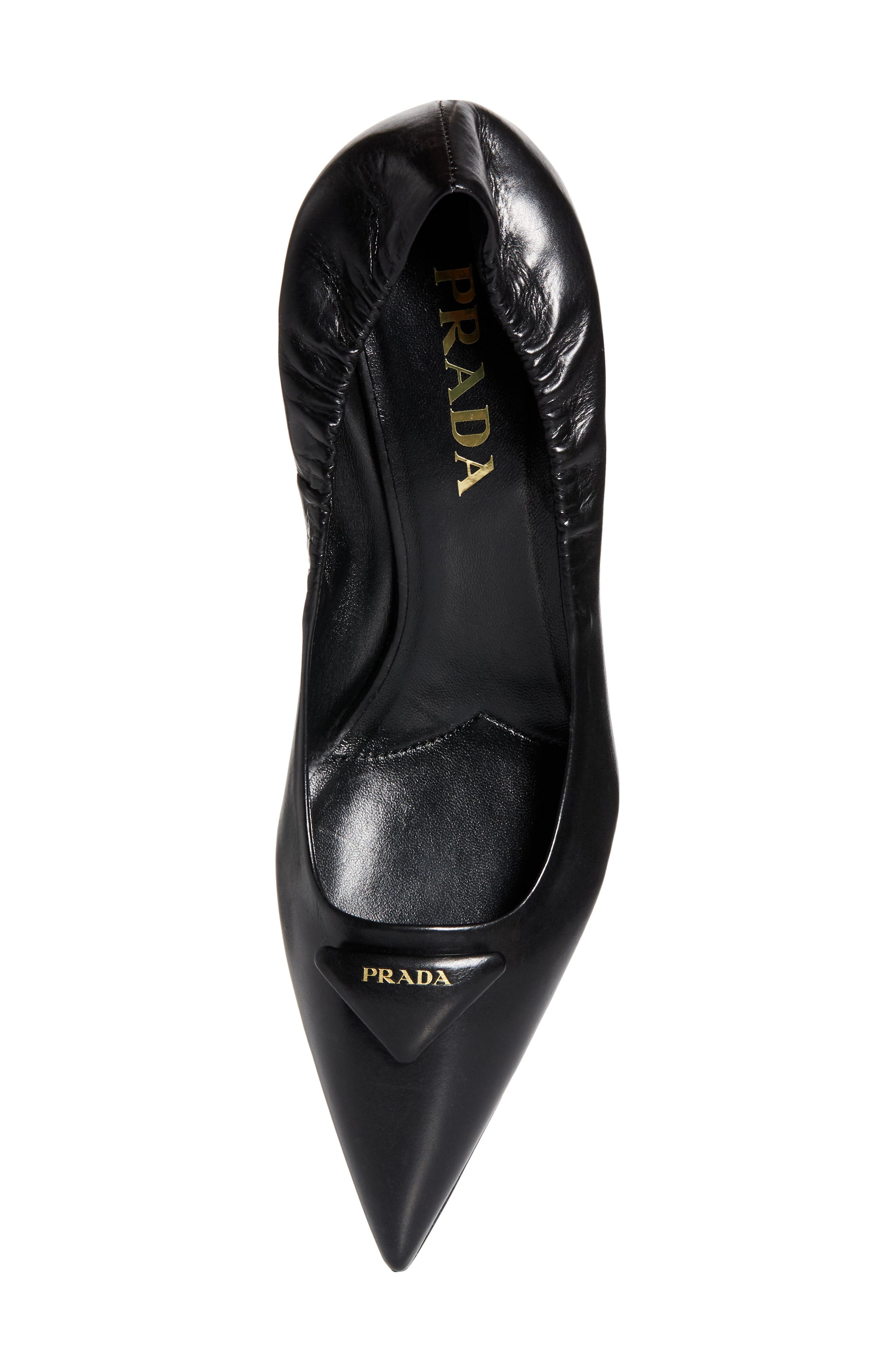 Prada Ruched Logo Kitten Heel Pump in Nero at Nordstrom - 5
