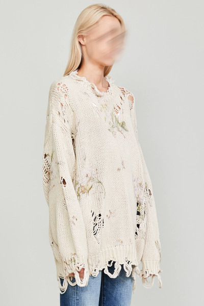 R13 DISTRESSED OVERSIZED SWEATER - FLORAL ON KHAKI outlook