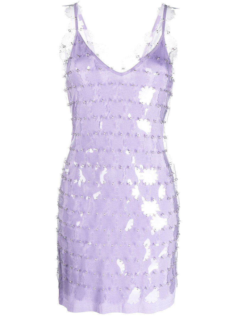 sequinned V-neck mini dress 1