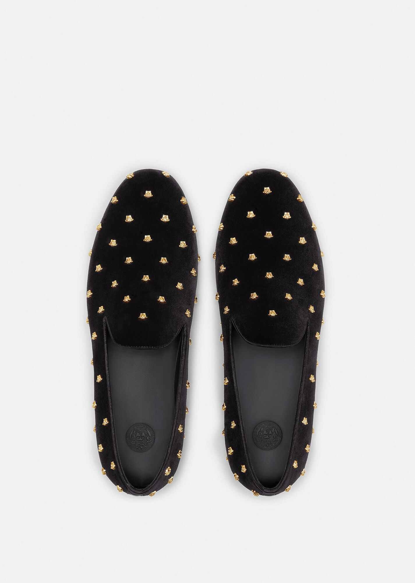 Medusa Stud Velvet Loafers - 5