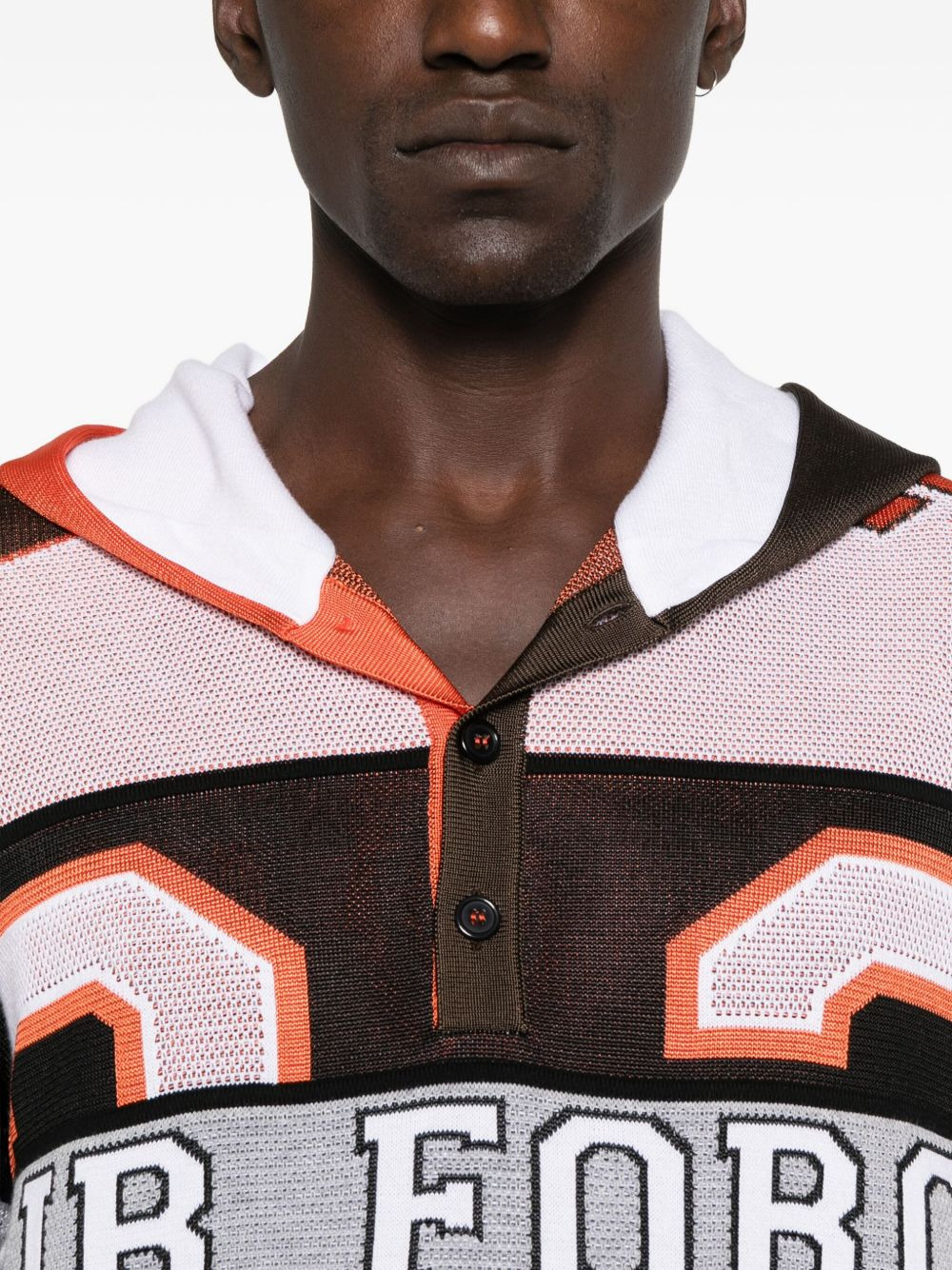 panelled polo-collar hoodie - 5