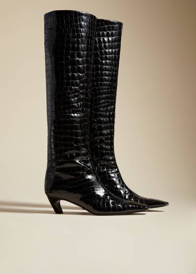 KHAITE The Davis Boot in Black Croc-Embossed Leather outlook