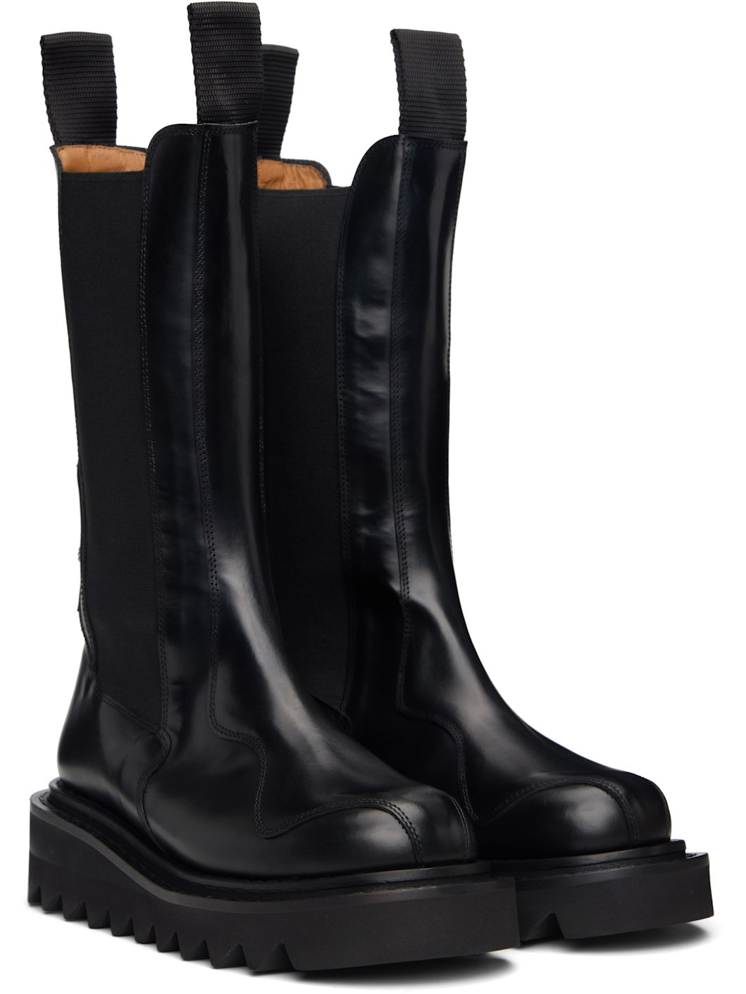 SSENSE Exclusive Black Mid Calf Leather Chelsea Boots - 4
