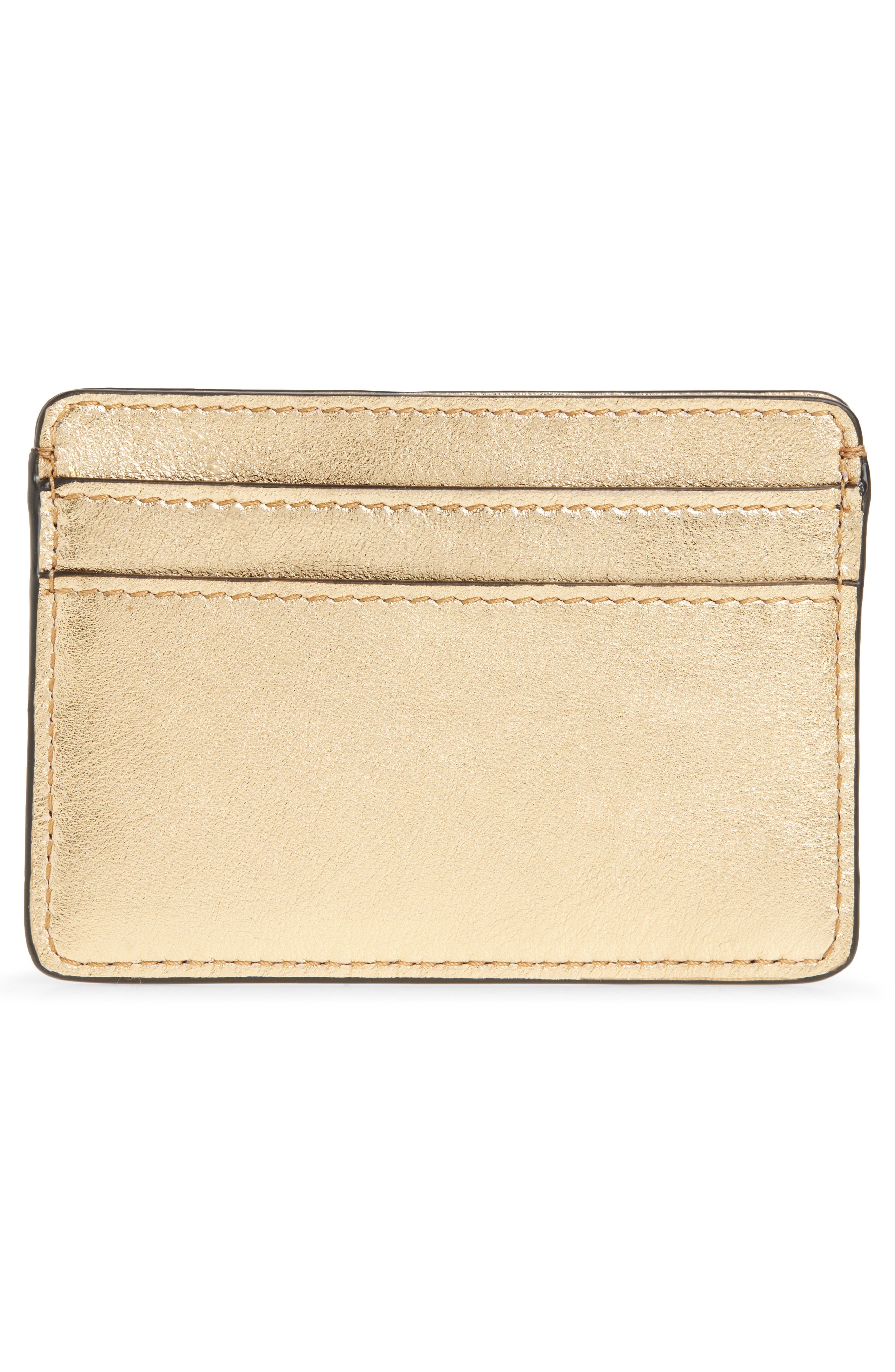 Versace Logo Metallic Leather Card Case in Mekong Gold Versace at Nordstrom - 3