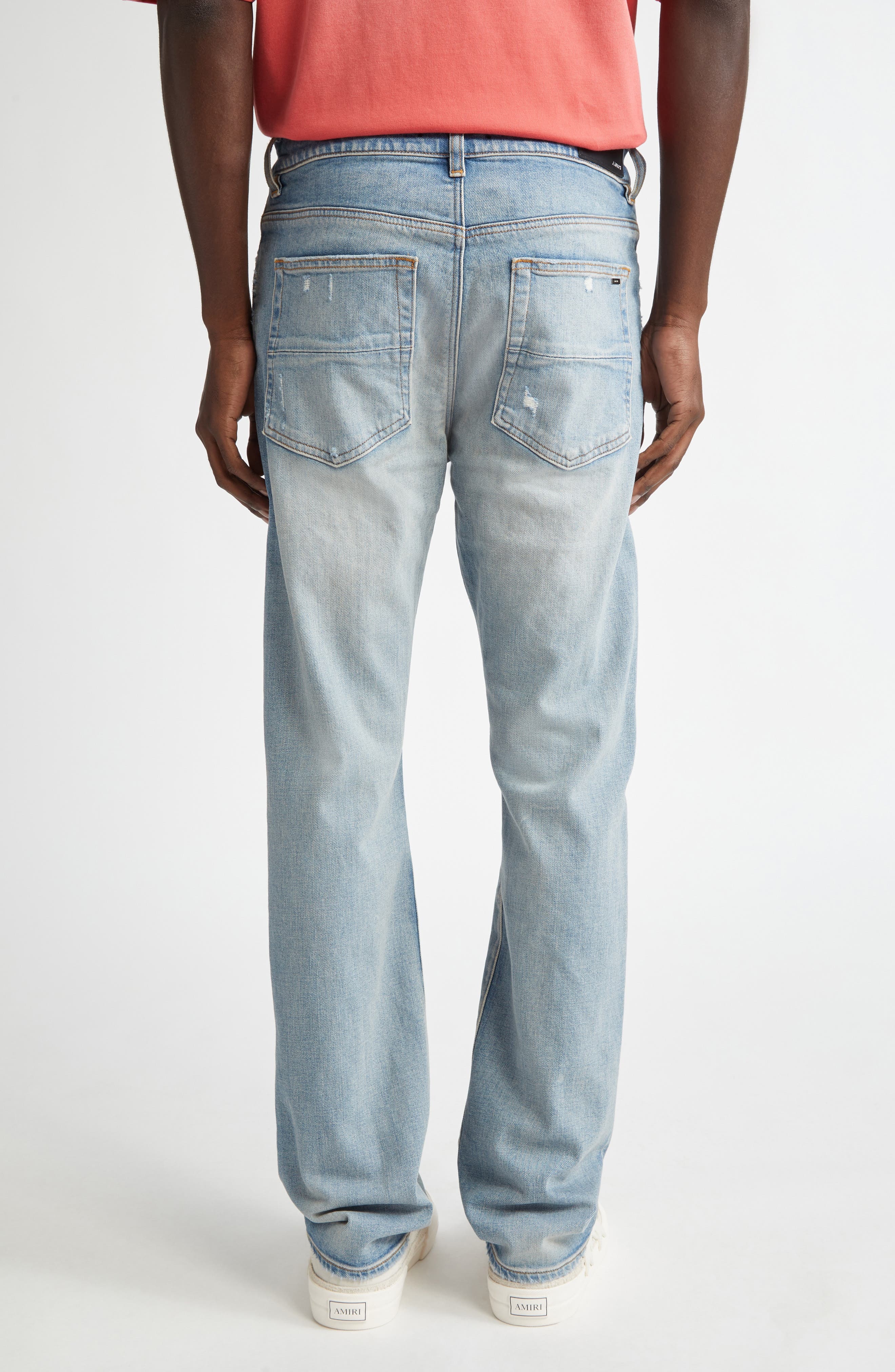 AMIRI Slash Ripped Slim Fit Jeans in Antique Indigo at Nordstrom - 3
