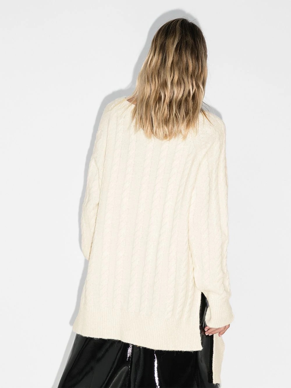 draped cable-knit jumper - 3