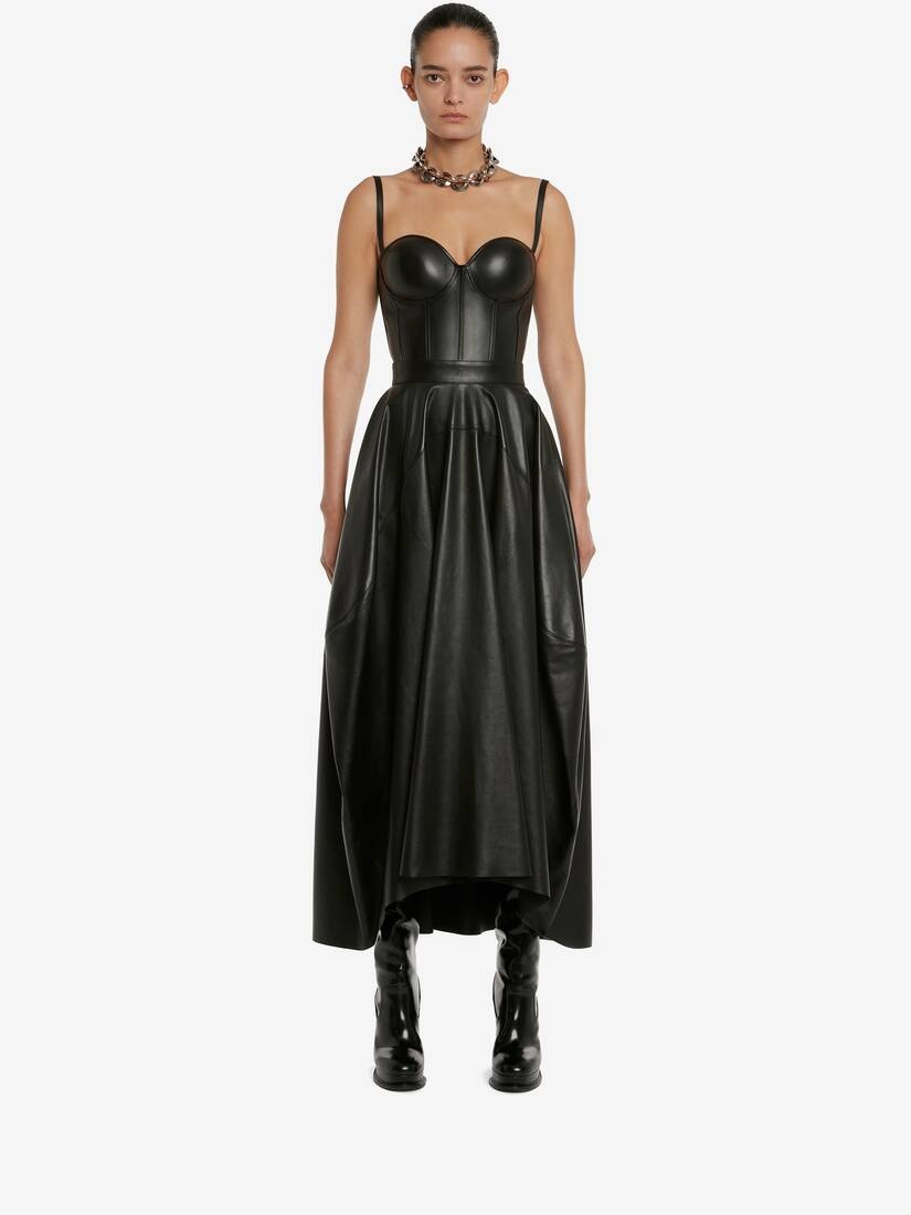 Women's Leather Corset Top in Black - 2