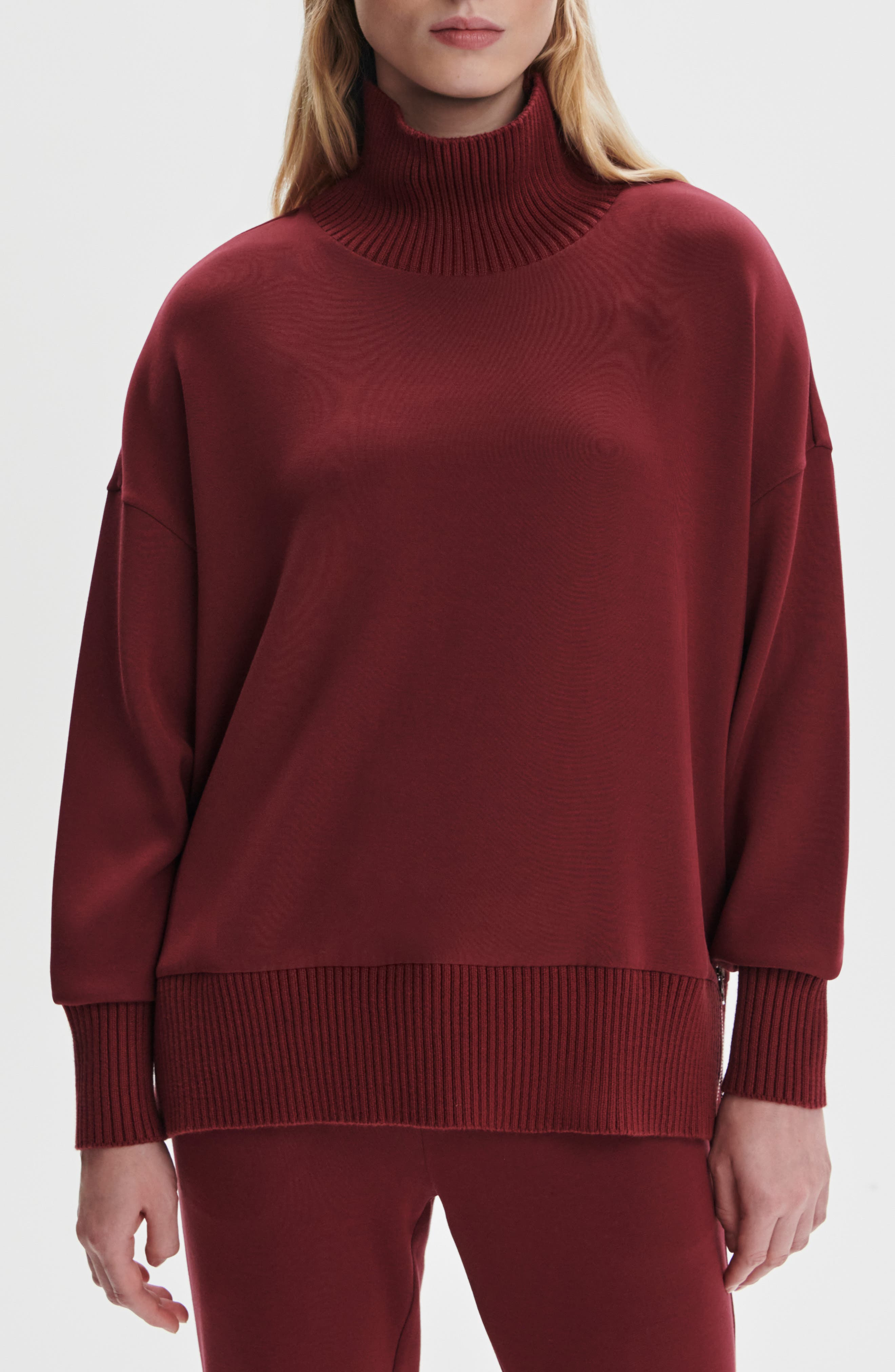 Varley Barker Turtleneck Sweatshirt in New Maroon at Nordstrom - 1