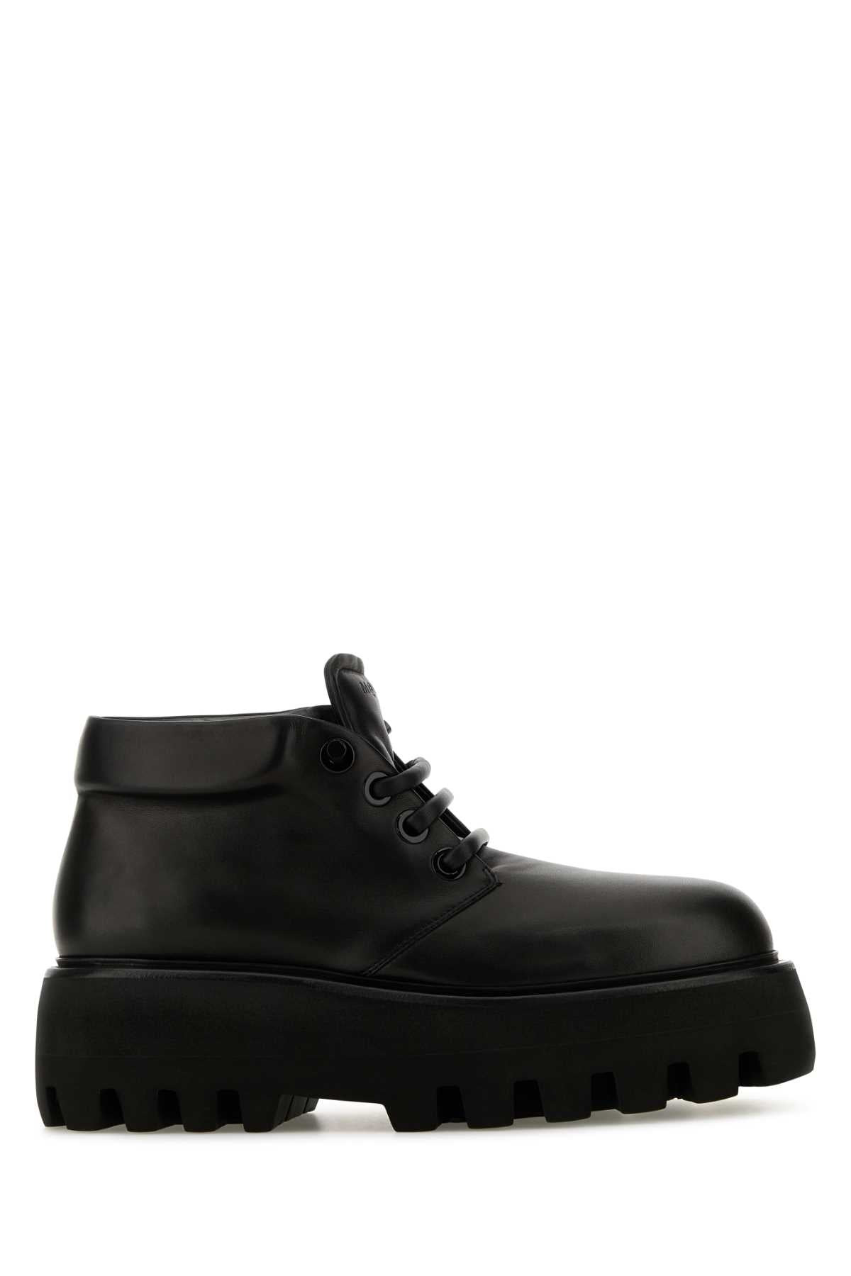 Alexander Mcqueen Men Black Nappa Leather Sofa Lace-Up Shoes - 1