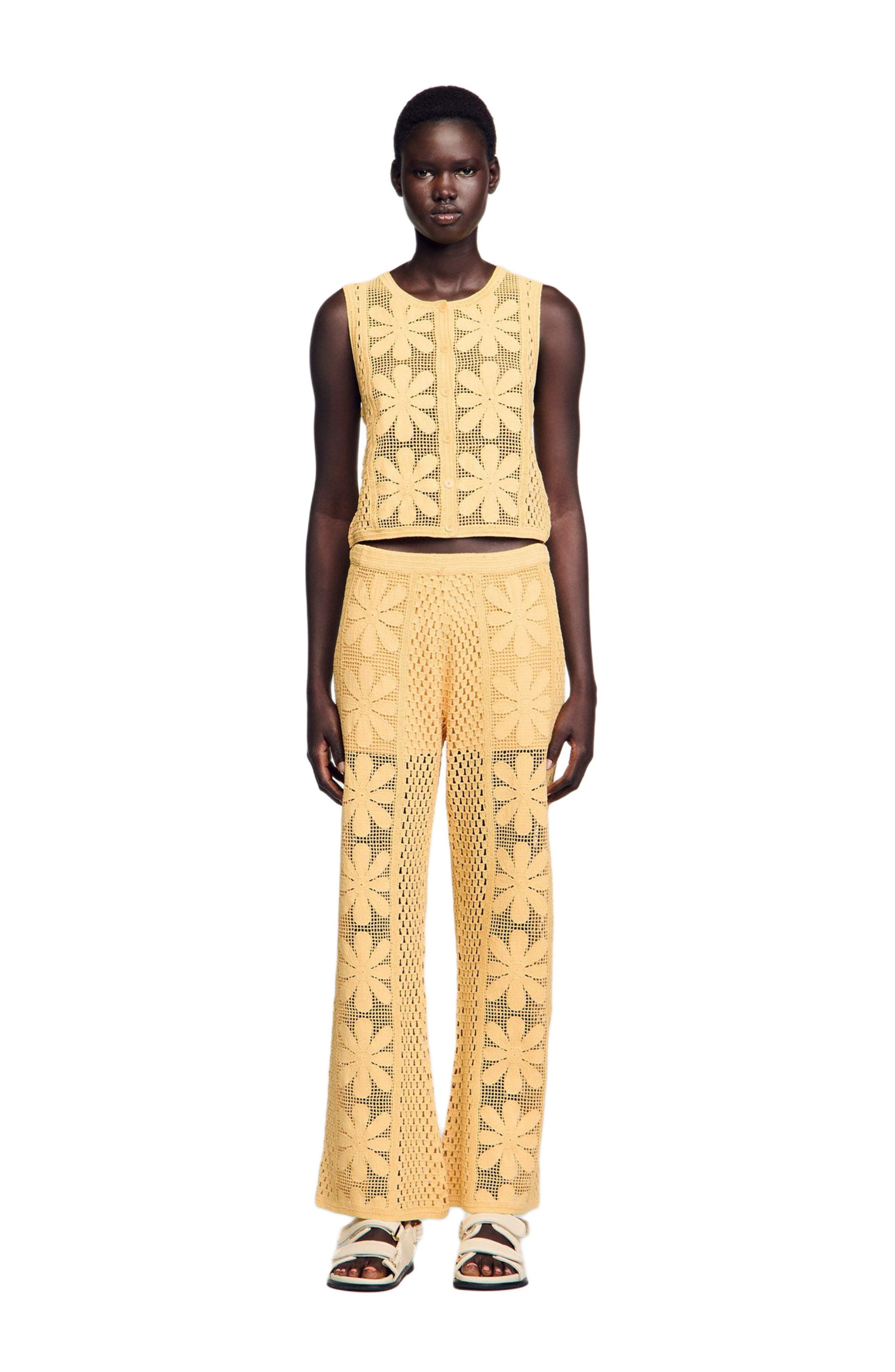 SANDRO Crochet cardigan in Yellow at Nordstrom - 1