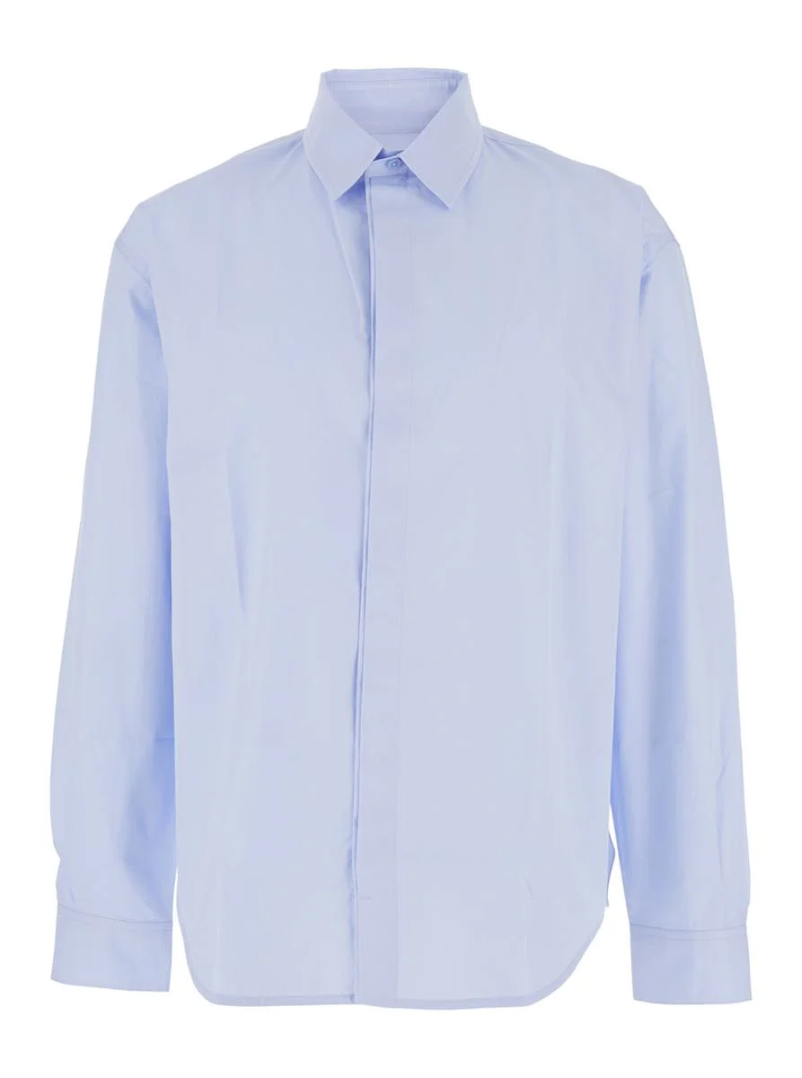 Jacquemus 'Simon' Light Blue Shirt With Logo Lettering On The Front In Cotton Man - 1