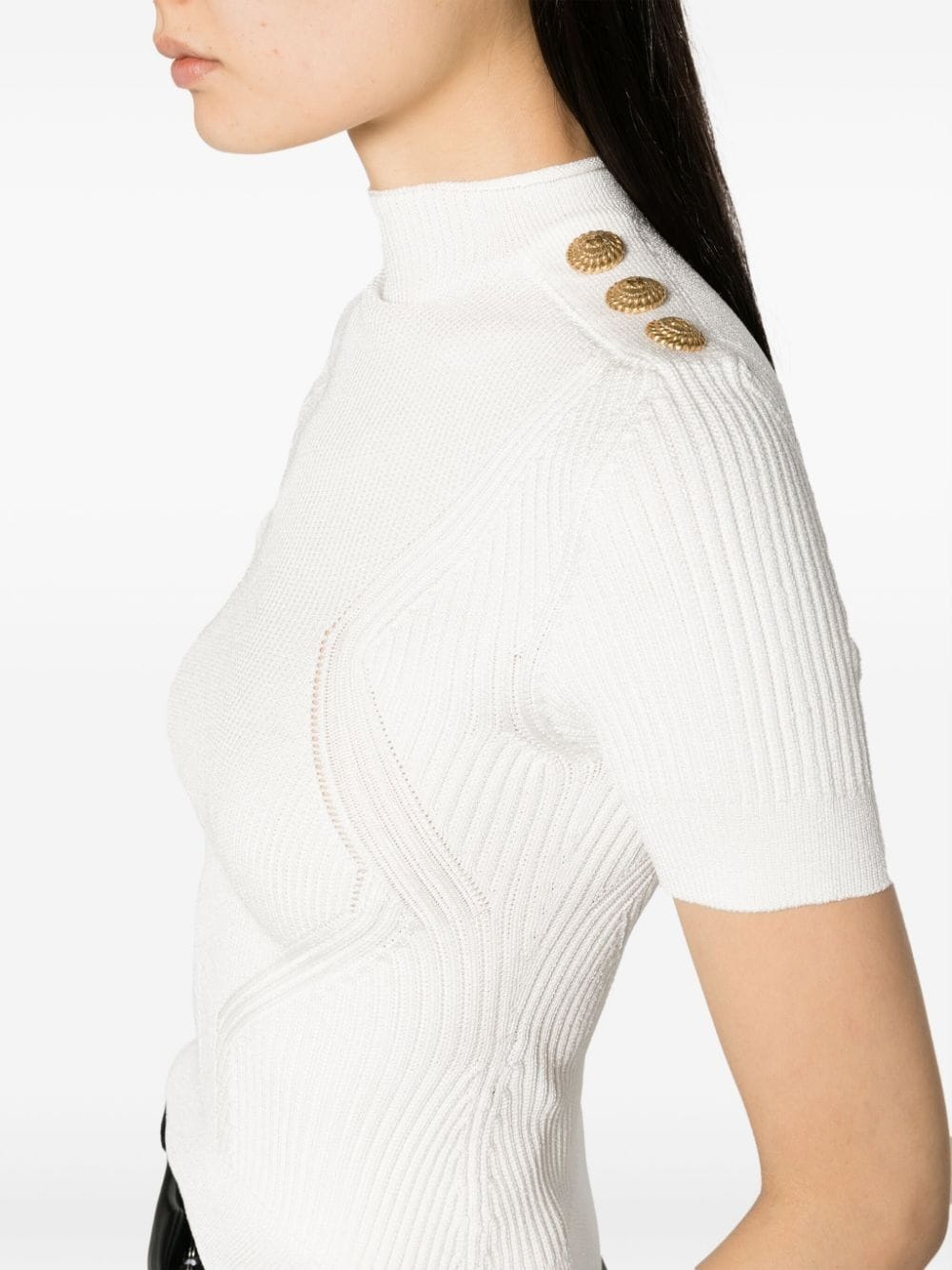 button-detailed short sleeve jumper - 5