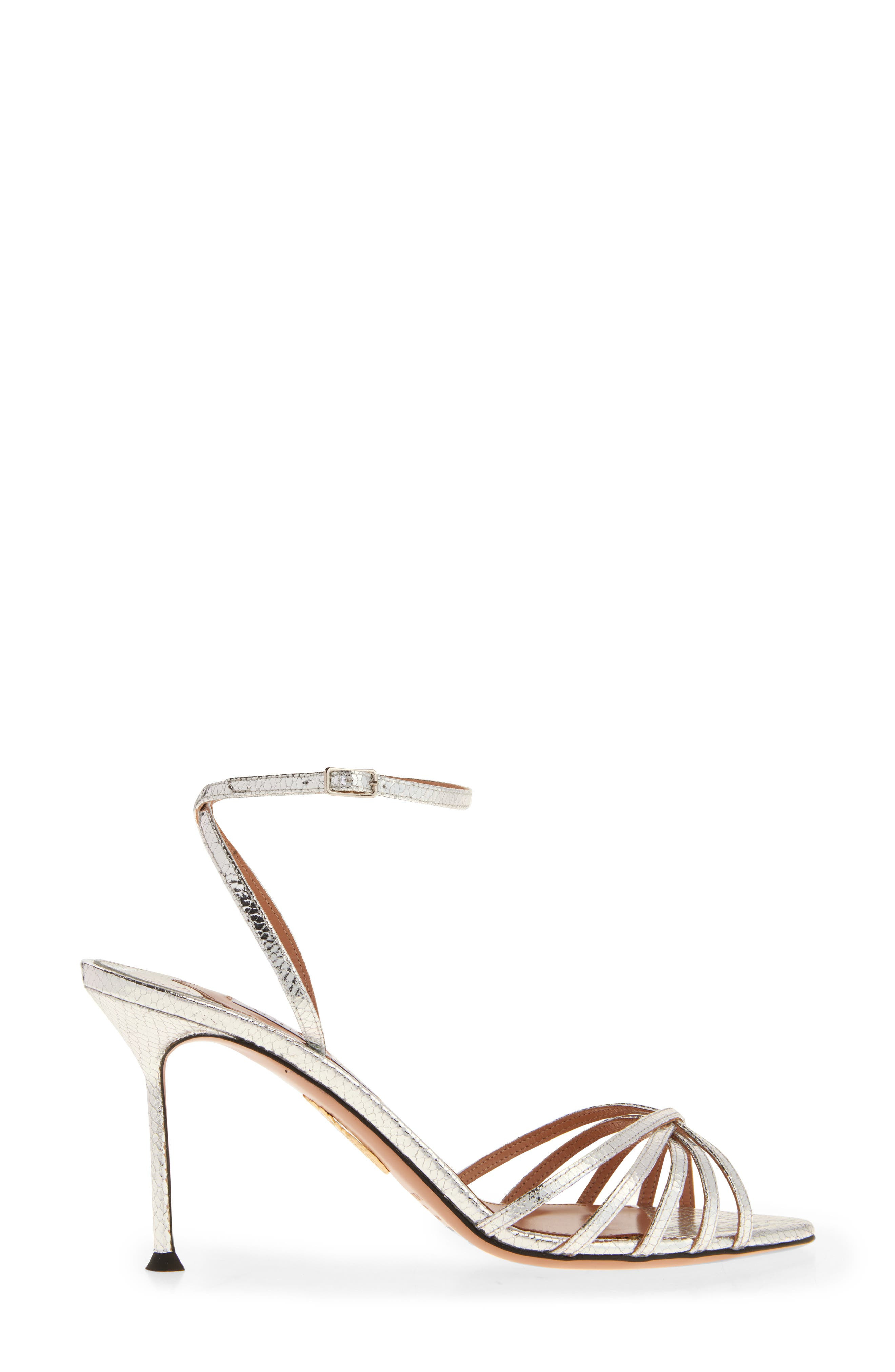 Aquazzura Tell Me Snakeskin Embossed Sandal in Silver at Nordstrom - 3