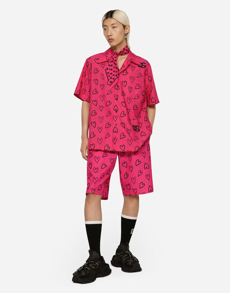 Cotton jogging shorts with DG heart print - 5