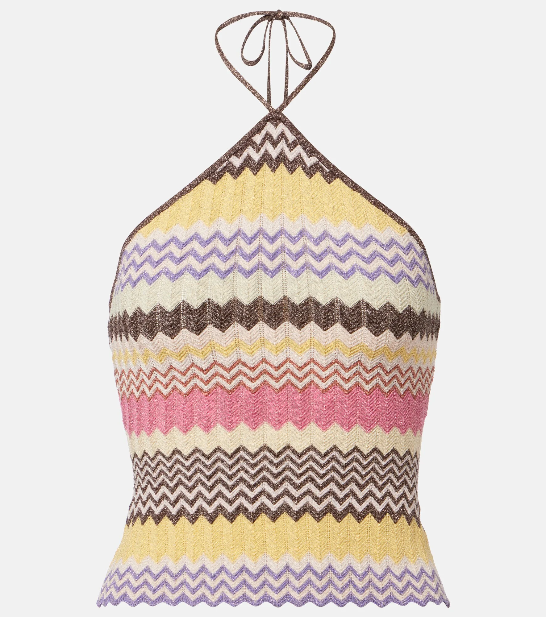 Ria chevron halterneck lamé top - 1