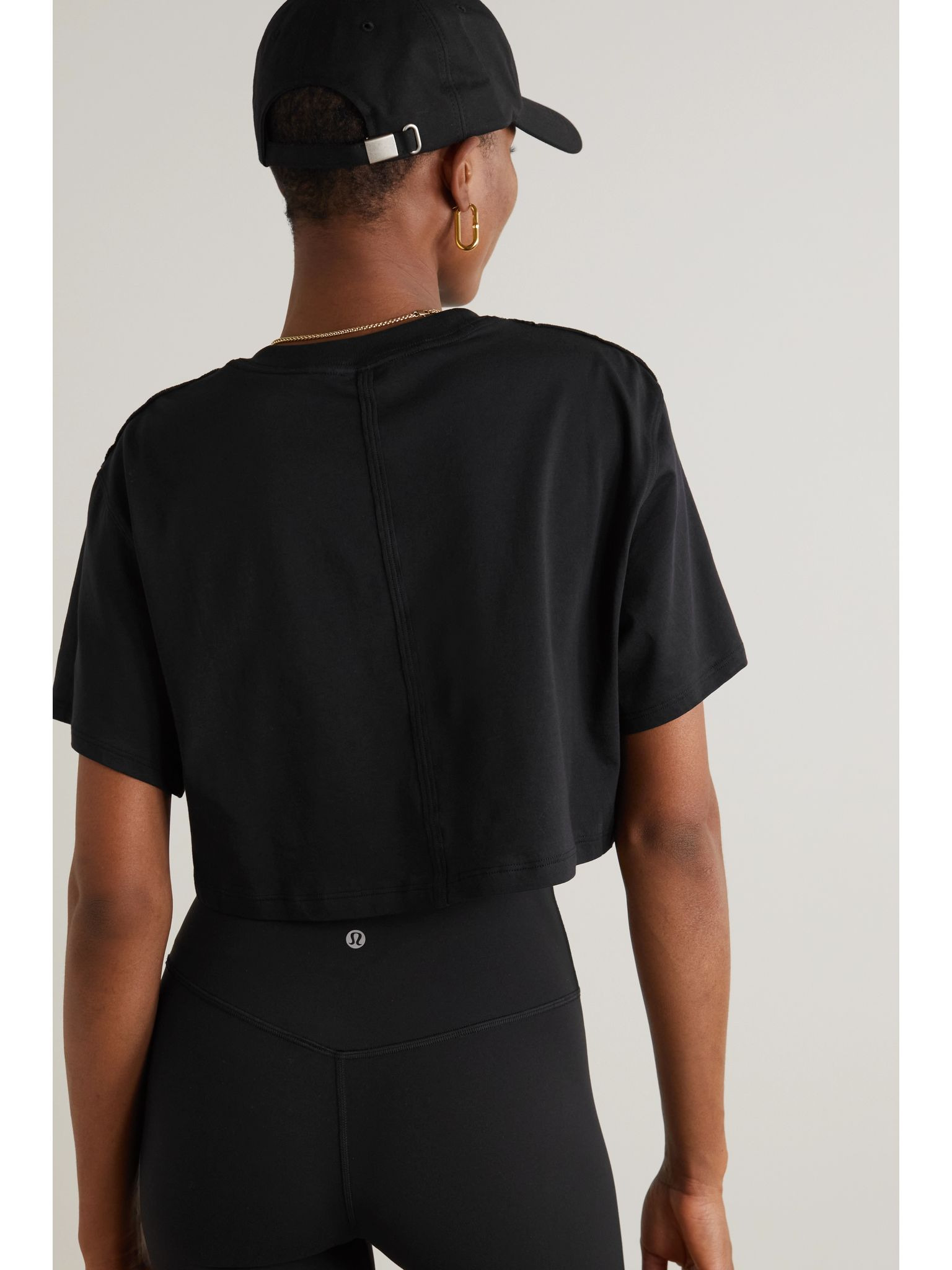 All Yours cropped Pima cotton T-shirt Black - 3