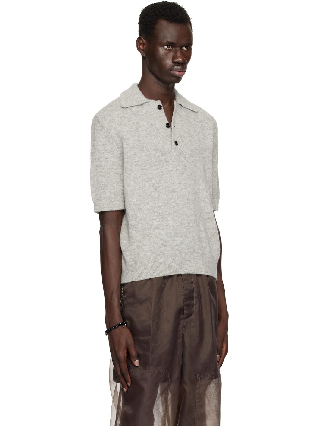 Gray Alpaca Wool Polo - 2