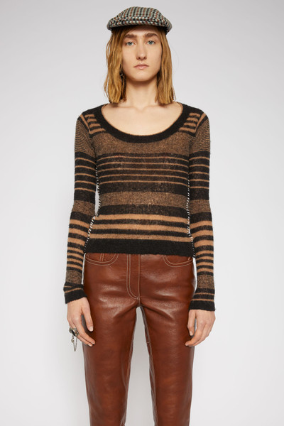 Acne Studios Scoop-neck striped sweater black/camel outlook