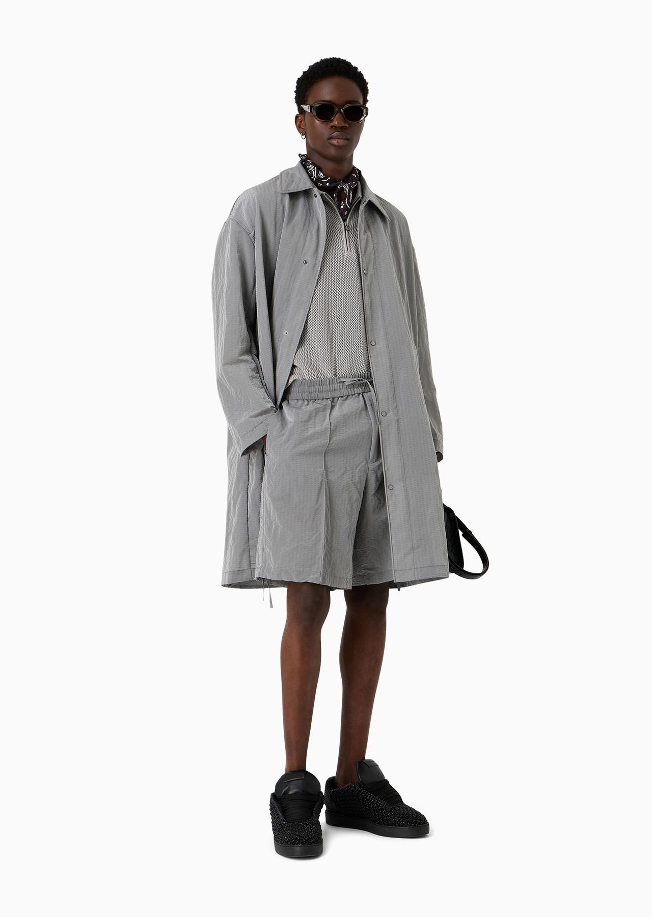 Light nylon seersucker trench coat - 4