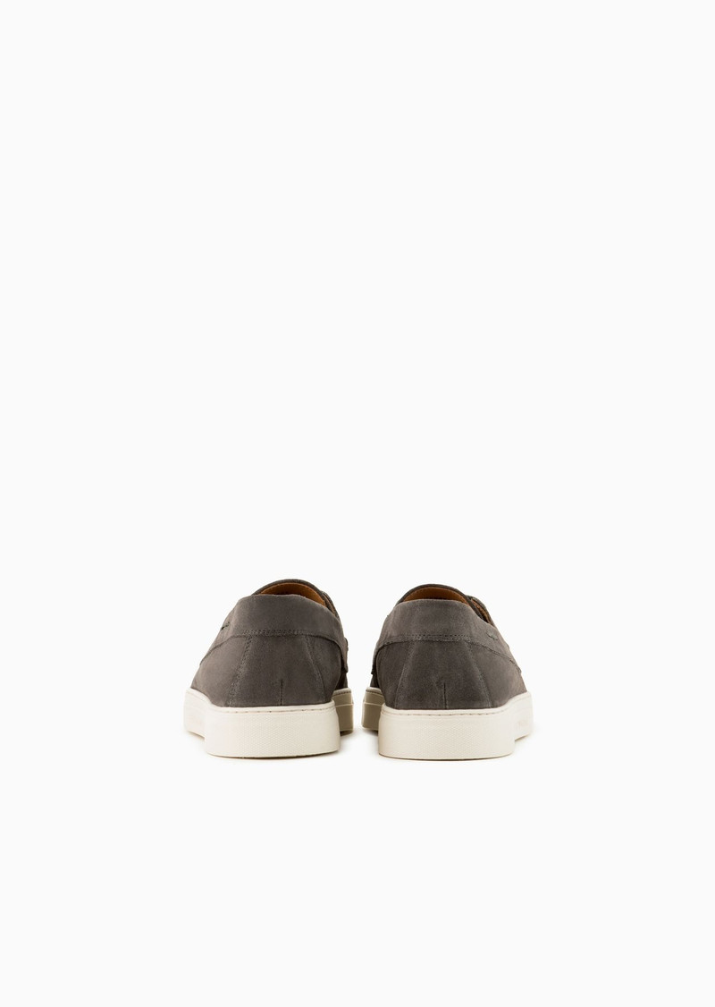 EMPORIO ARMANI Crust leather boat shoes outlook