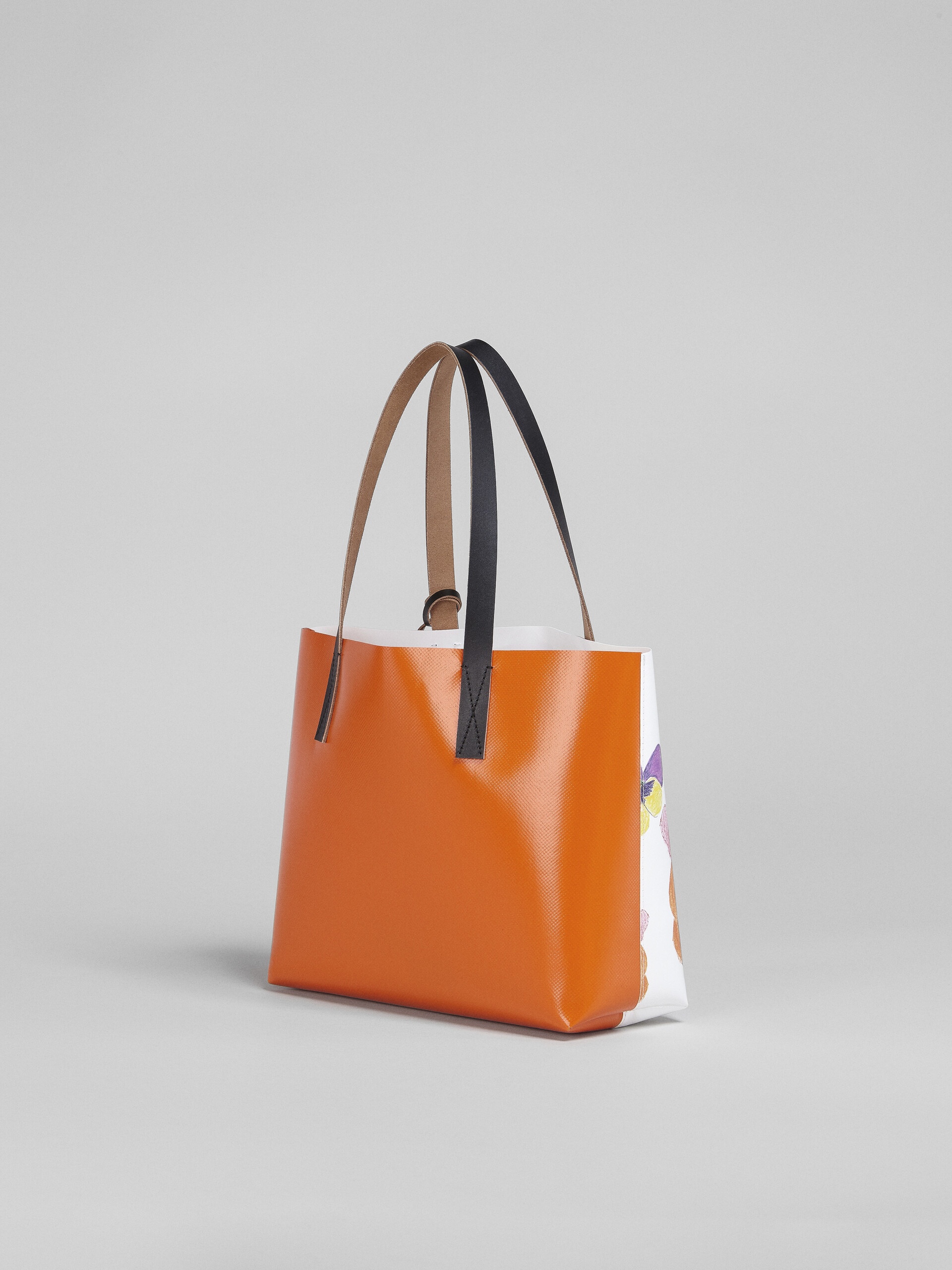 PANSIES PRINT ORANGE SHOPPING BAG - 3
