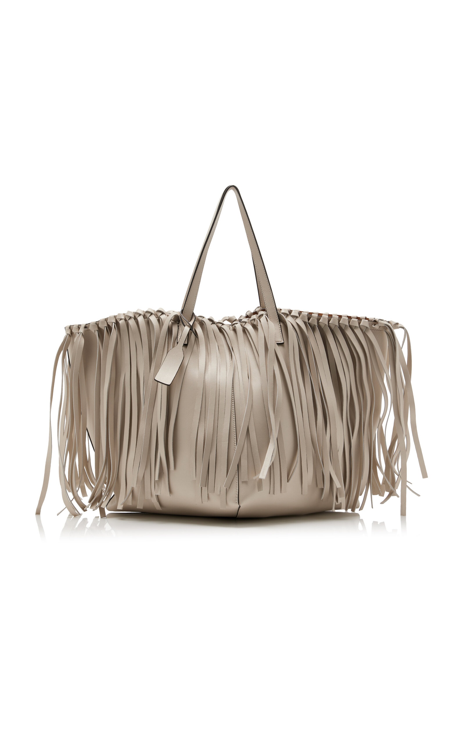 Leather Fringe Tote ivory - 1