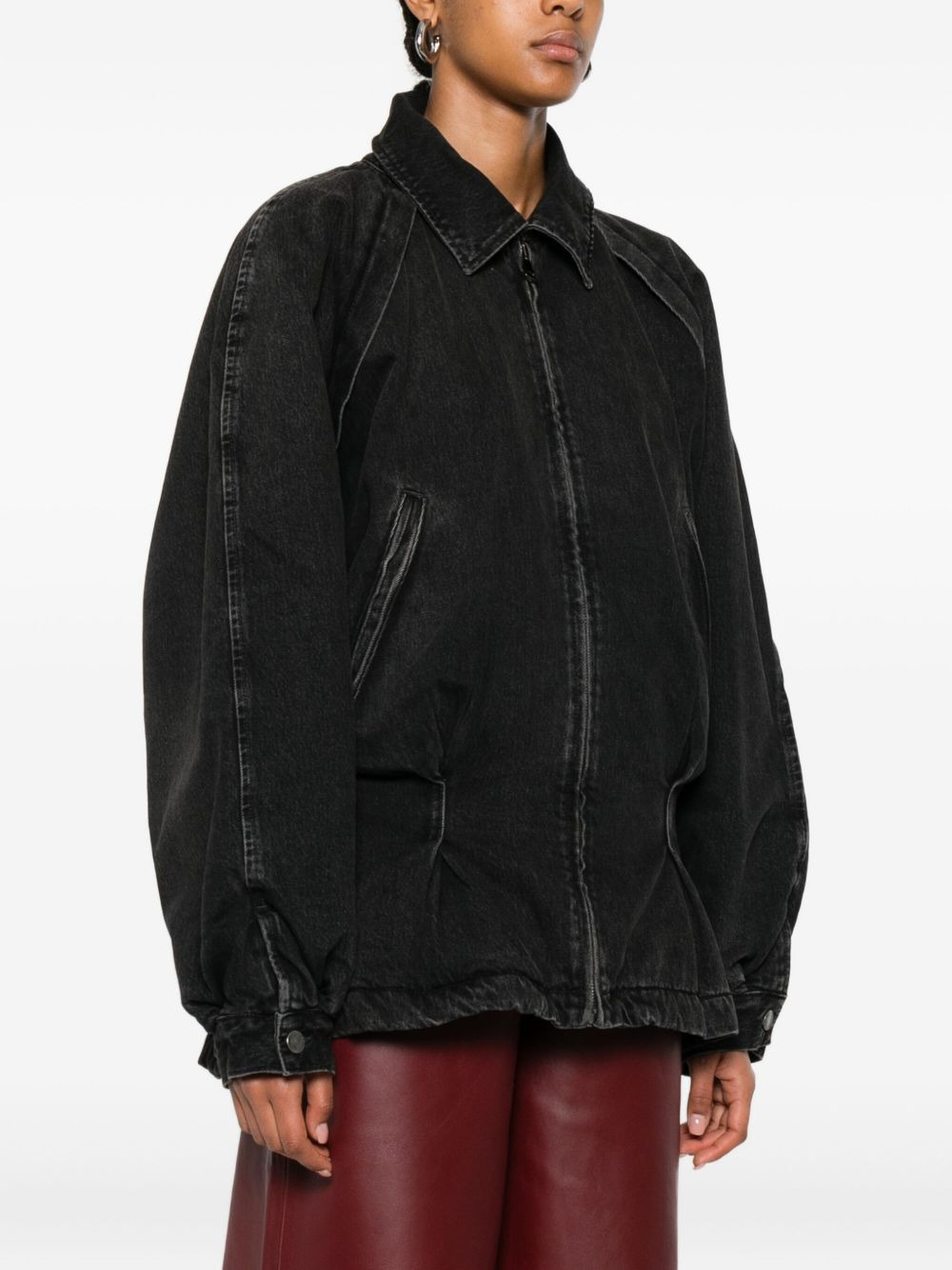 zip-front denim jacket - 3