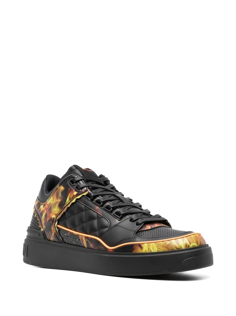 Balmain B-Court flame-print leather sneakers outlook