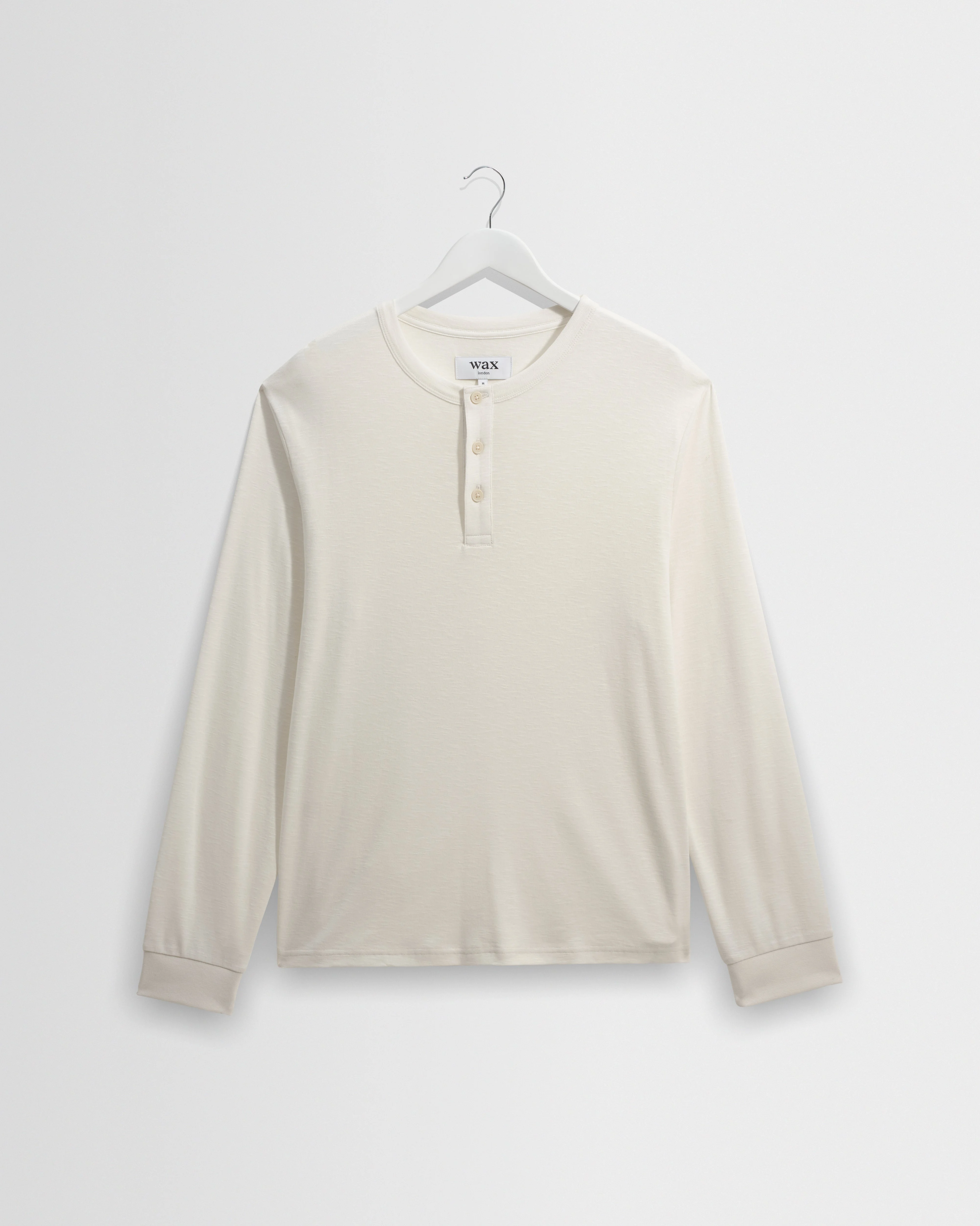 Caleb - Ecru Brushed Organic Cotton Henley Long-Sleeve T-Shirt - 1