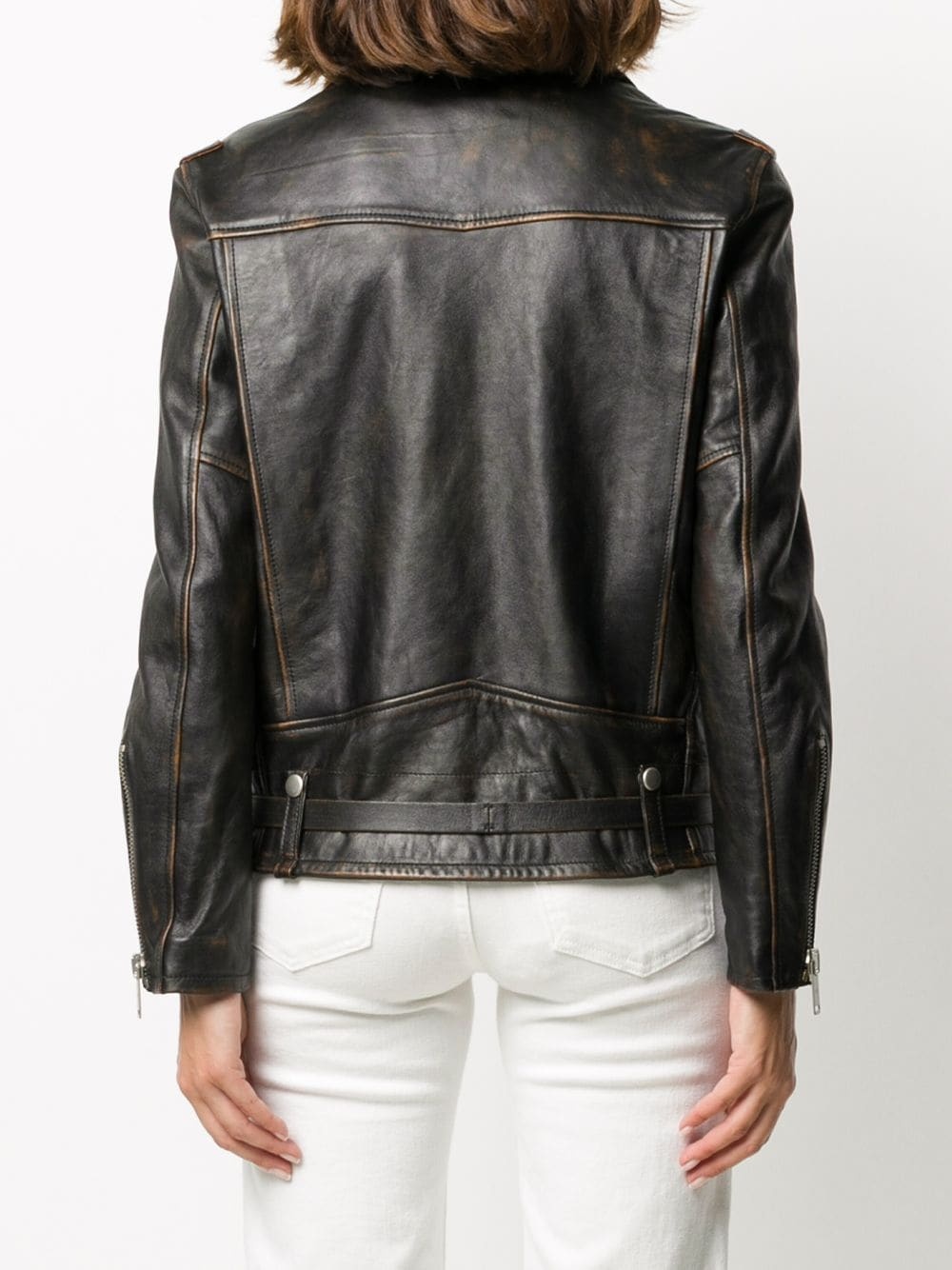 raw leather biker jacket - 4