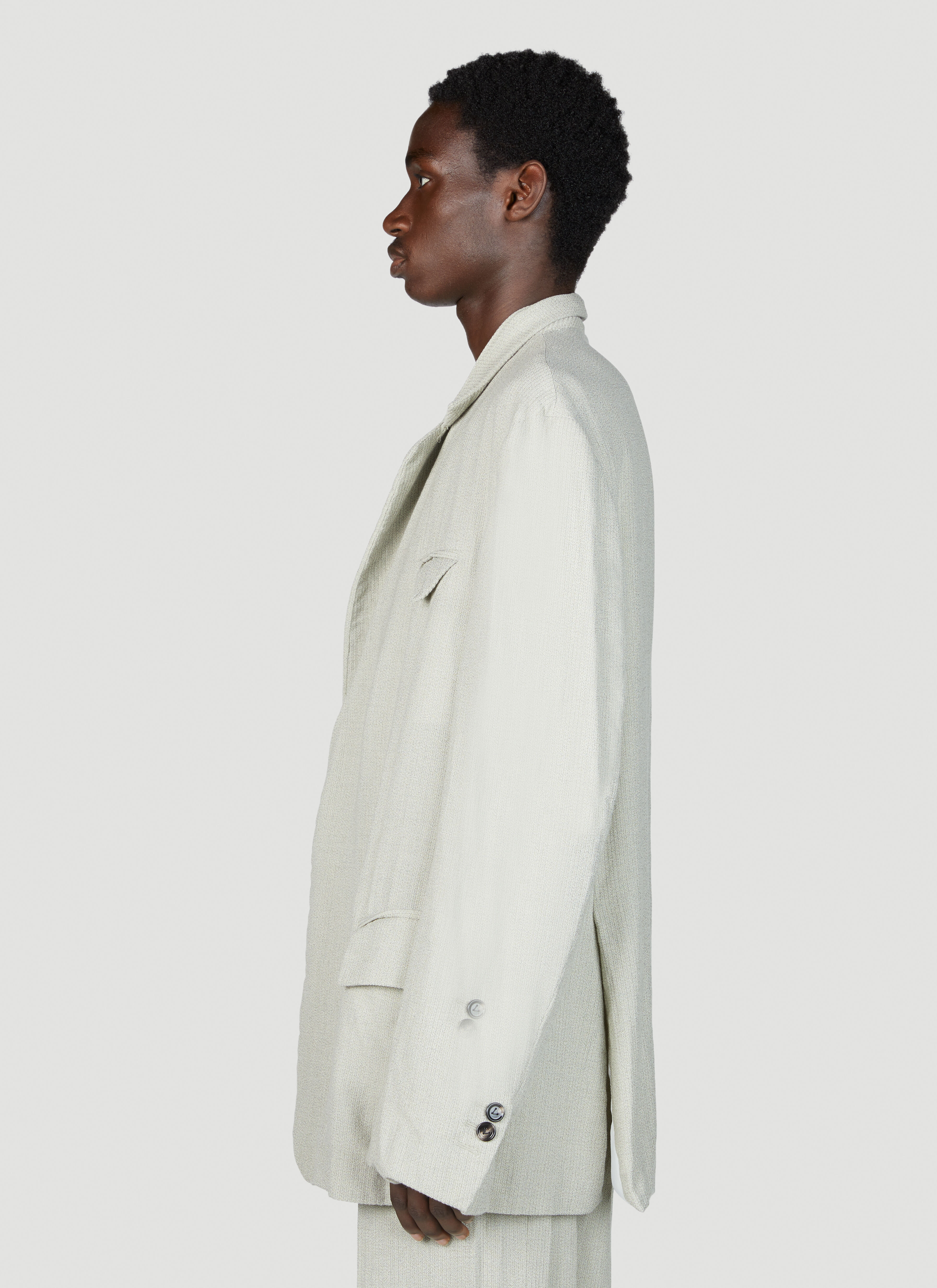 Light Wool Silk Mouline Blazer - 3